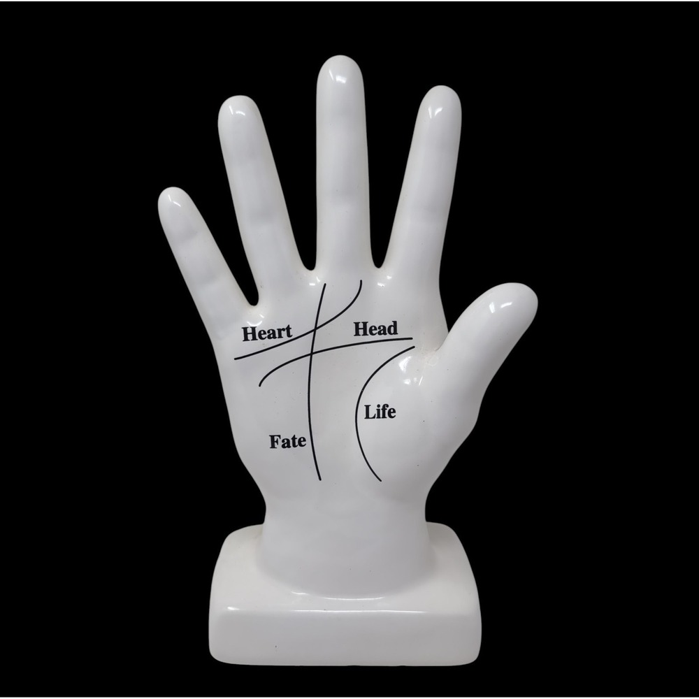 Ceramic Palmistry Hand Figurine Fortune Teller Palm Reading Decor White 13"